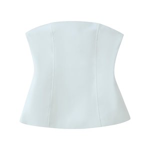 Conjunto de Dos Piezas Personalizado 2026 para Mujer, Top Sin Tirantes de Color Sólido y <span class=keywords><strong>Capa</strong></span> Cruzada, Atuendo Minimalista para la Noche, OEM/ODM por Fábrica China - Product Image 4