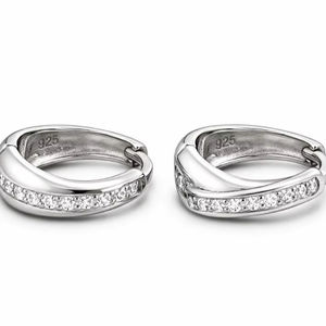 Aretes Pequeños de Aro de Plata 925 con Circonita Cúbica para Mujer, Aretes Lisos con Circonita Cúbica, Aretes de Plata Maciza, Estilo Minimalista, Venta al por Mayor OEM - Product Image 1