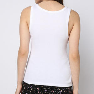 Camiseta sin mangas de entrenamiento para mujer con logotipo personalizado al por mayor, camiseta blanca informal de verano 2025 a la moda, Camiseta deportiva para chicas con patrón sólido a precio barato OEM - Product Image 2