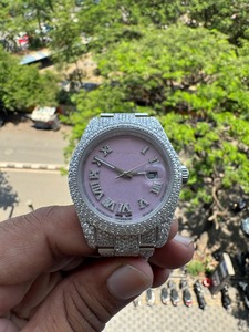 Custom <b>Men's</b> Hip Hop Iced out <b>Watch</b> Moissanite Diamond Studded <b>Silver</b> Plated with Stainless Steel Band <b>Men's</b> Stylish <b>Watch</b> - Product Image 4