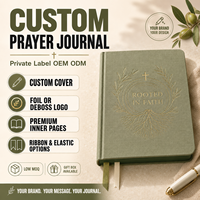 LABON Carnet de prière personnalisé A5 « Enraciné dans la foi », couverture rigide en PU vert sauge, pour étude biblique et dévotion, avec rubans, cadeau OEM ODM