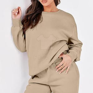 Conjunto de chándal de dos piezas con patrón sólido personalizado para mujer, ropa de invierno al por mayor - Product Image 6