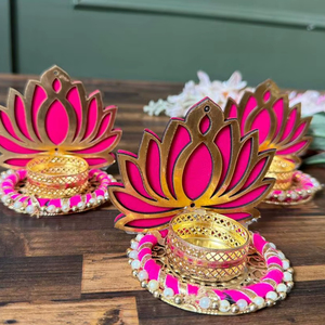 โคมไฟน้ำมัน Diwali Diya รูปดอกบัวทองเหลืองสำหรับตกแต่งบ้านและสำนักงานการตกแต่งภายในเทศกาลดิวาลีของขวัญแต่งงาน - Product Image 1