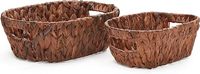 Panier en jacinthe d'eau naturel tressé à la main de forme ovale, de bonne qualité, écologique, avec poignées, couleur et logo personnalisables, pour le rangement