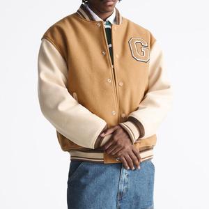 2025 haute qualité personnalisé Graffiti OEM Service Patch Chenille broderie cuir manches longue Vintage veste de Baseball pour hommes - Product Image 3