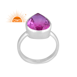 Anillo Apilable de Plata de Ley con Gemas de Cuarzo Doble de Amatista Bio, Última Moda, Fabricante de Joyería Personalizada - Product Image 1