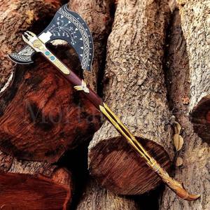 Hache de Kratos prête à être expédiée, issue du jeu God of War, forgée à la main, hache barbue en acier inoxydable, hache de Leviathan - Product Image 2