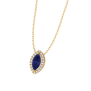 สร้อยคอเงินแท้ชุบทองคำขาว ประดับด้วยจี้พลอยแทนซาไนต์ทรงมาร์ควิส ความยาว 18 นิ้ว กว้าง 8.0 มม. - Product Image 5