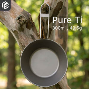 Taza <span class=keywords><strong>Sierra</strong></span> <span class=keywords><strong>de</strong></span> Titanio Ultraligera y Ecológica <span class=keywords><strong>de</strong></span> 300 ml para Acampar al Aire Libre, con Asa Plegable - Product Image 1