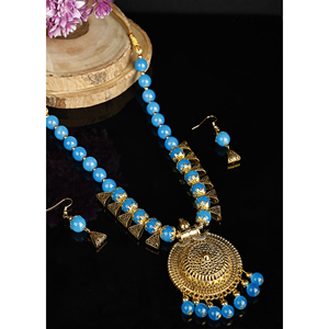 Cuentas Redondas Oxidadas Vintage Color Azul Cielo con Puntos para Joyería de Fiesta (Aleación) - Product Image 1