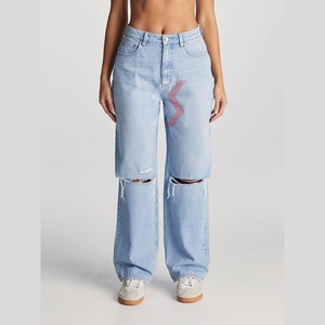 2025 Custom Logo Women's High-<b>Waisted</b> Slim-Fit Straight Leg Jeans Pants Breathable for Winter Season OEM Serviced Cheap Price - Product Image 6