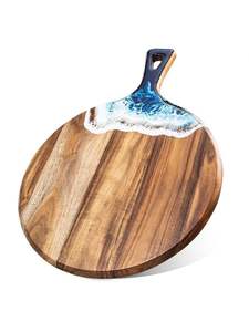 Tablero de madera de acacia con mango de madera decorativo para desayuno, carne, decoración del hogar y artesanías naturales - Product Image 4