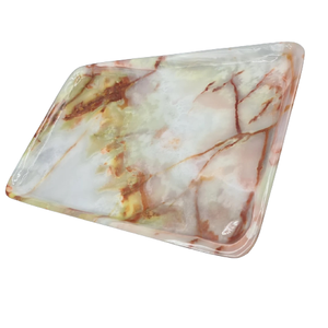 ถาดเสิร์ฟหินอ่อนโอนิกซ์สีขาวทรงสี่เหลี่ยมผืนผ้าถาดหินโอนิกซ์สีเขียว - Product Image 1