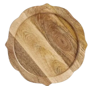 Assiettes en bois d'acacia, ensemble de plateaux de service, plateau rond pour charcuterie, décoration, plateau en bois, plateau de service pour aliments (blanc) - Product Image 4