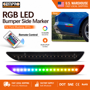 Feux de position latéraux LED RGB pour pare-chocs arrière Ford Mustang 2015-2023, lentille fumée, stock disponible en entrepôt américain, livraison rapide - Product Image 1