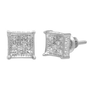JEWELSPAARK Oferta Especial: Pendientes de Oro Blanco Sólido de 10K para Mujer, 6 MM, con Diamantes Naturales de Corte Redondo de 0.06 Ct - Product Image 2