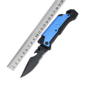 Sistema de rodamiento Bloqueo de botón de seguridad Cuchillo EDC plegable para acampar Mango de aluminio oxidado Cuchillo de bolsillo personalizado - Product Image 5