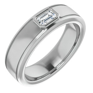 Bague de mariage unisexe SHREYA DIAM en argent 925 plaqué rhodium avec moissanite émeraude sertie à griffes de 0,27 ct, design géométrique classique - Product Image 6