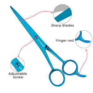 Ciseaux de Barbier en Gros : Fabrication de Ciseaux à Cheveux Bleus, Ciseaux de Barbier à Marque Privée, Ciseaux de Barbier en Acier Inoxydable, Ciseaux de Rasoir - Product Image 3