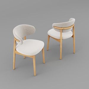 Chaise de salle à manger moderne en teck rembourrée avec dossier incurvé, chaise d'appoint minimaliste pour restaurant, pour espace repas - Product Image 2
