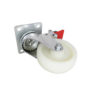 ล้อลูกล้อไนลอนสีขาว4นิ้วตัวล็อกแบบหมุนคู่แข็งขนาด75มม. 100มม. ลูกปืนเฟอร์นิเจอร์ล้อเหล็ก - Product Image 5