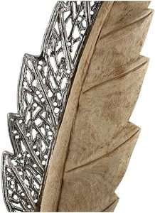 Sculpture Décorative Feuille de Décoration-Couleurs Argent Naturel-Hauteur 52 cm - Product Image 3
