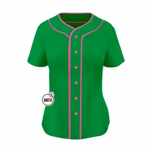 全新2023定制绿色粉色女棒球运动衫平白空白定制衬衫绿色粉色定制刺绣