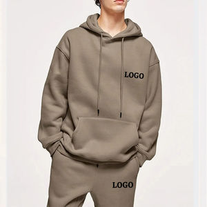 Vente en gros de pantalons de survêtement décontractés de couleur unie avec logo personnalisé Ensemble pantalon de survêtement et ourlet côtelé à capuche - Product Image 1