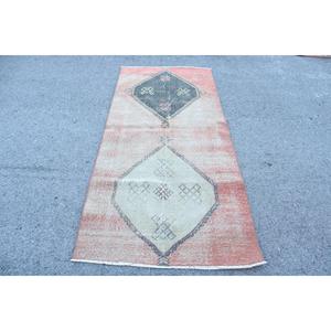 3.2x7.4 ft Vintage Rug, <b>Red</b> Floral Turkish <b>Wool</b> Rug - Product Image 1