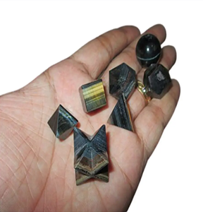 Juego de geometría de piedra de alta calidad, juego de geometría de cristal de ojo de tigre azul, sólidos platónicos, juego de geometría de piedra Natural Sagrada, Curación - Product Image 3