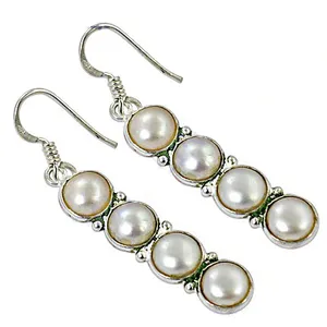 "925 <b>Silver</b> Pearl Drop <b>Earrings</b> for <b>Women</b> Elegant Fashionable Jewelry" - Product Image 2
