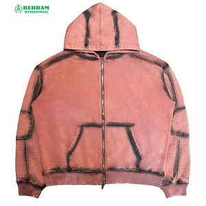 เสื้อฮู้ดซิปผ้าฝ้ายเฟรนช์เทอร์รี่ 100% ปักลายแบบแอซิดวอช ทรงปกติ แห้งเร็ว ระบายอากาศได้ดี ใส่ได้ทั้งชายและหญิง สำหรับฤดูหนาว - Product Image 2