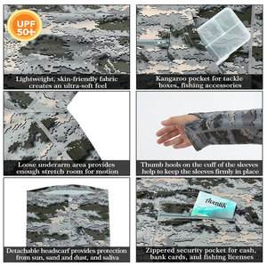 Sudadera con capucha de pesca de manga larga con logotipo personalizado Sublimación Impermeable UPF50 + Sudadera con capucha de protección solar para pesca - Product Image 5