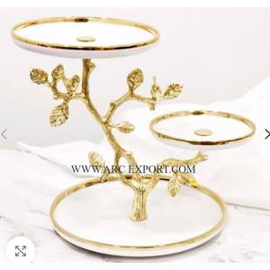 Gold Polished <b>3</b> <b>Tier</b> Hotel Table Decorative <b>Cake</b> Display <b>Stand</b> Premium Quality Custom Shape Metal Handmade Dessert Server <b>Stand</b> - Product Image 3