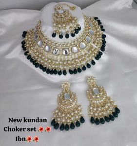 Conjunto de joyas chapadas en oro Kundan tradicional indio y conjunto de collar de cobre para mujeres y niñas accesorios indios joyería Mujer - Product Image 2