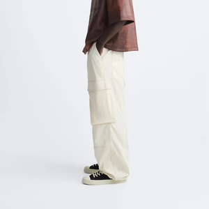 Pantalones de hombre personalizados pantalones casuales de carga de algodón con cremallera lavado pantalones acampanados personalizar precio de fábrica pantalones cargo para hombres - Product Image 3