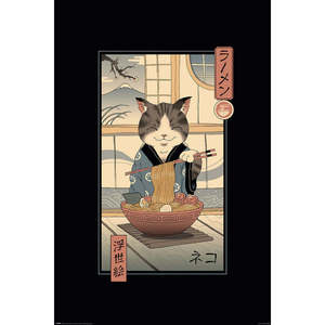 Vincent Trinidad Ukiyoe Neko Ramen <b>Poster</b> Durable Paper Wall Art - Product Image 1