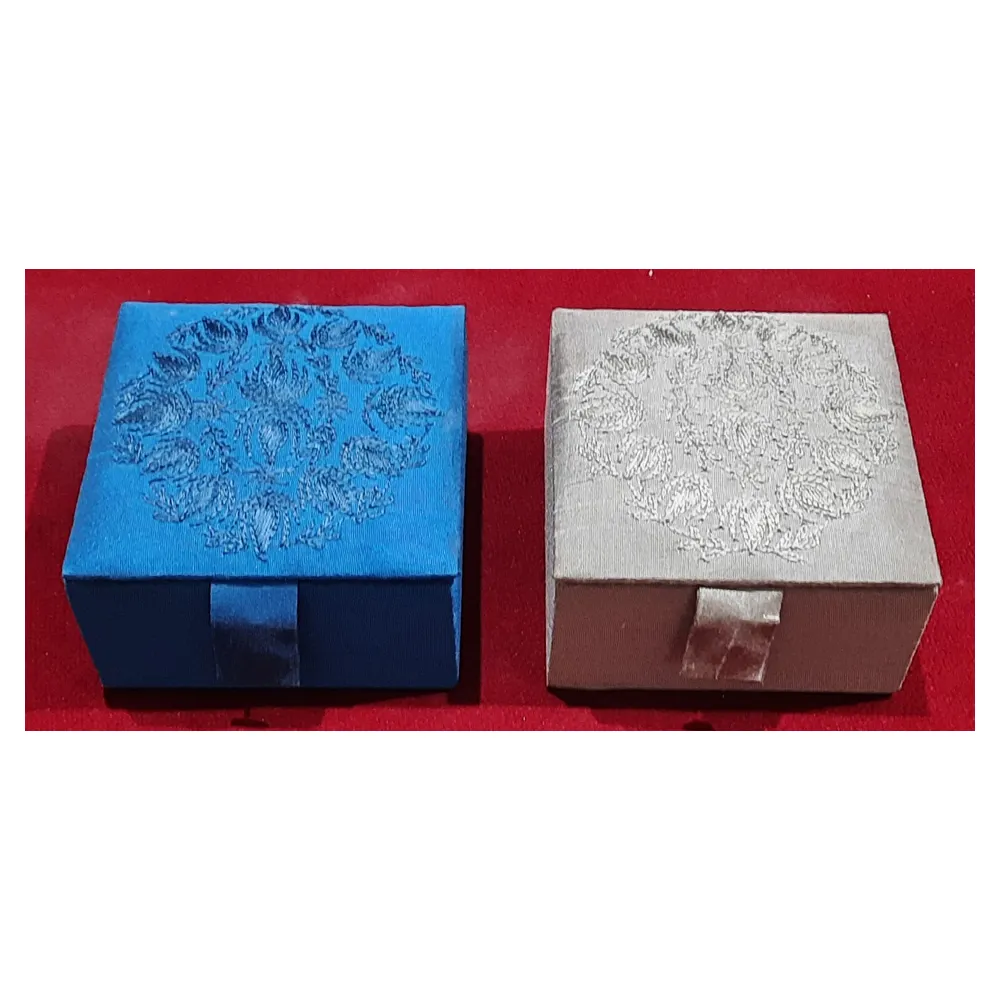 Best Design And Handmade And Polished Shade Zari Embroidery Boxes With High Quality And Top Class Materials
