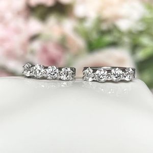 Moissanite Earrings, Lab Created Diamond Huggie Earrings White <b>Gold</b> Plated Sterling Silver <b>Hoop</b> Earrings for Women Gifts - Product Image 3