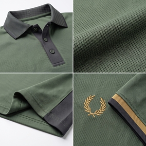 เสื้อโปโลแขนสั้นผู้ชาย สีดำล้วน ผ้าถัก สไตล์ลำลอง ทรงปกติ ติดกระดุมด้านหน้า รับผลิตแบบ ODM OEM - Product Image 6