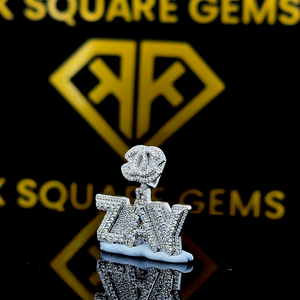 Custom Letter Hip Hop Pendant, Custom Your Letter, Men's Hip Hop Number Pendant, Moissanite Pendant, Ice Out Hip Hop Jewelry - Product Image 2