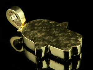 Venta caliente chapado en oro plata esterlina 925 Hamsa mano COLLAR COLGANTE redondo Moissanite diamante joyería para hombres mujeres - Product Image 4