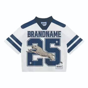 T-shirt de football américain unisexe surdimensionné en jersey maillé imprimé personnalisé, style rétro, coupe carrée, manches courtes, tendance - Product Image 3