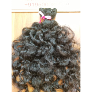 Vente en gros d'extensions de cheveux humains du temple Remy de luxe non transformés, faisceaux bouclés profonds en vrac, couleur noire naturelle, tissage permanent - Product Image 4