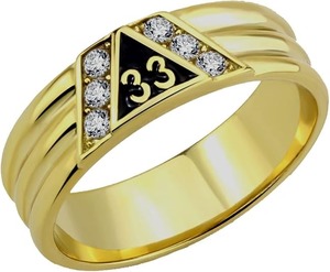 Anneau en acier inoxydable du Rite écossais de la 33e division, 33e division, 33e division, maçonnique, matériau métallique, strass - Product Image 1