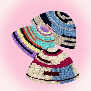 Sombrero de Pescador con Rayas Irregulares para Mujer, Venta al por Mayor, Sombrero de Color Contrastante para Otoño e Invierno, Viajes y Uso Diario - Product Image 1