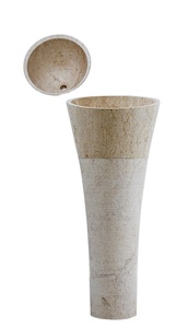 Évier unique moderne en onyx semi-piedestal, finition polie, pour salle de bain et cuisine, écologique et compatible avec robinet monotrou - Product Image 3