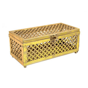 Boîte à bijoux décorative en verre plaqué or et en fer Rectangle moderne pour le mariage et la maison Carton de présentation de table à motif carré emballé - Product Image 3