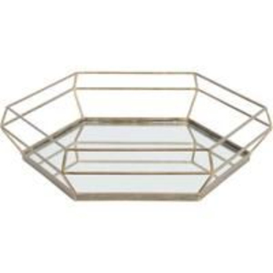 Bandeja Decorativa Hexagonal de Metal Espejado de Alta Calidad, Acabado Plateado Antiguo, Organizador Geométrico de Hierro para Decoración del Hogar - Product Image 1