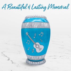 Blue <b>Guitar</b> Urn for Human Ashes - Music Lover Urns for Ashes Adult Men & Women with Bag - Handcrafted Blue Urn Large - Honor - Product Image 5